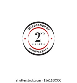 2nd year celebrating anniversary emblem logo design vector template