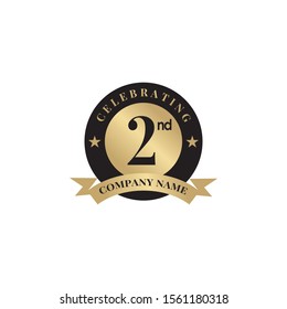 2nd year celebrating anniversary emblem logo design vector template