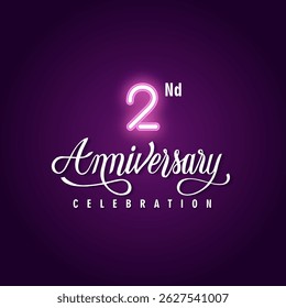2nd years anniversary celebration 3d vector template design illustration