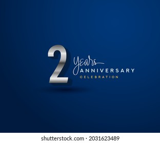 2nd years anniversary celebration design with bold number shape silver color for special celebration event.