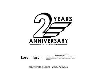 2nd years anniversary celebration emblem. black anniversary logo isolated with ribbons on white background. vector illustration template design for web, flyers, poster, invitation and greeting card