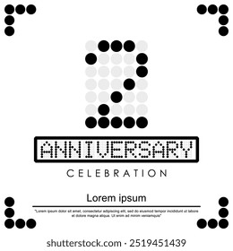 2nd years anniversary celebration logo isolated digital dotted with letters, numbers on white background. vector illustration template design for web, flyers, poster, greeting and invitation card