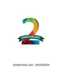 Ilustración de diseño de plantillas de vectores de celebración de 2 años