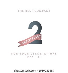 2nd Years Anniversary Celebration Vector Template Design Illustration