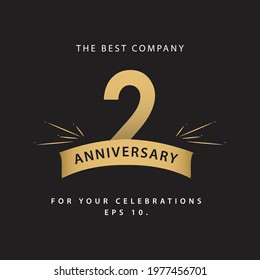 2nd Years Anniversary Celebration Vector Template Design Illustration