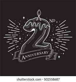 2nd Years Anniversary Design. Vector design template elements for your celebration.