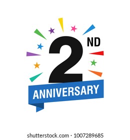 2nd Years Anniversary Logo Design Vector. Modern Illustration