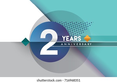 2nd years anniversary logo, vector design birthday celebration with colorful geometric, Circles isolated on white background.