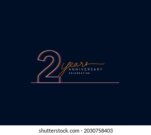 2nd Years Anniversary Logotype with Colorful Multi Line Number Isolated on Dark Background.