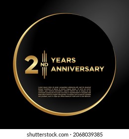 2nd years anniversary, vector design for anniversary celebration with gold color on black background, simple and luxury design. logo vector template