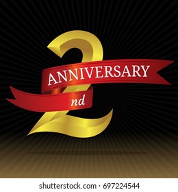 2nd years anniversary vector symbol.