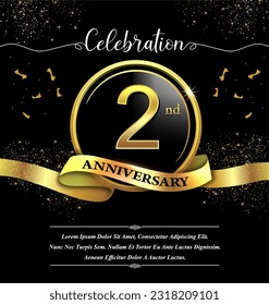 2nd years celebration anniversary logo vector isolated on black background