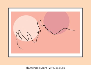 2person beso una línea arte minimalista