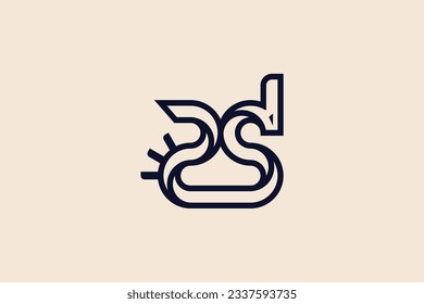 2s or dragon lineart vector template logo design