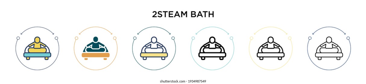 2steam bath icon in filled, thin line, outline and stroke style. Vector illustration of two colored and black 2steam bath vector icons designs can be used for mobile, ui, web