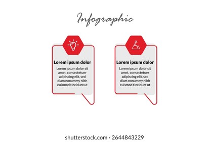 2-Step Business Vision Infographic - Design de vetor plano simples Ideal para apresentar recursos principais, destaques estratégicos e missão corporativa claramente.