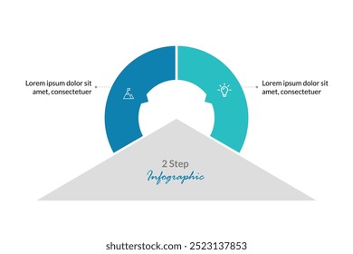 Infografía circular de 2 pasos: Plantilla de Vector editable para diseños de flujo de trabajo empresarial, diagramas de procesos y estrategias de marketing. Perfecto para presentaciones Corporativas y visualización de datos de Profesional