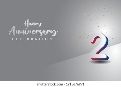 2th anniversary background with 3D number illustration