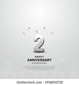 2th anniversary background with 3D number illustration