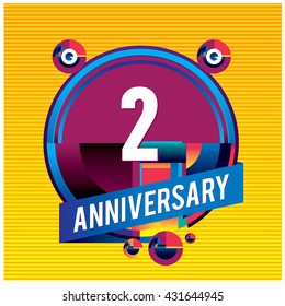 2th Anniversary Logo Colorful Circle Badge Stock Vector (Royalty Free ...