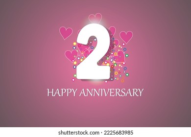2th anniversary on pink background