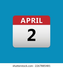 2th April calendar icon. April 2 calendar Date Month icon vector illustrator