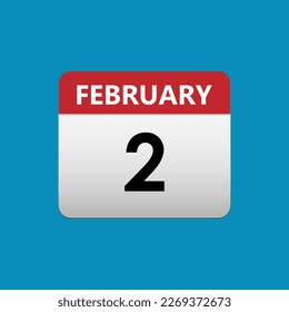 2th February calendar icon. February 2 calendar Date Month icon