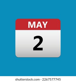 2th May calendar icon. May 2 calendar Date Month icon vector illustrator
