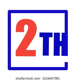 2th Ordinal Numbers counting vector art illustration with fantastic font and blue red color - 1th anniversary - happy birthday
