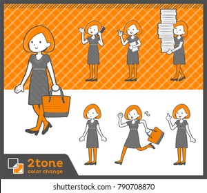 2tone type Bob hair dress woman_set 02