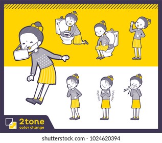 2tone type Polka dot clothes ribbon girl_set 09