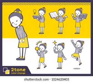 2tone type Polka dot clothes ribbon girl_set 05