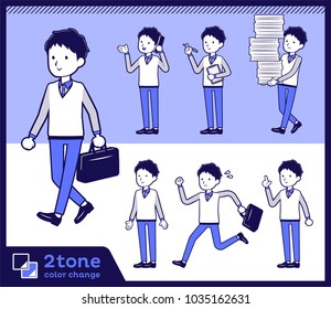 2tone type Store staff Blue uniform men_set 02