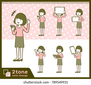 2tone type Straight bangs hair blouse woman_set 6