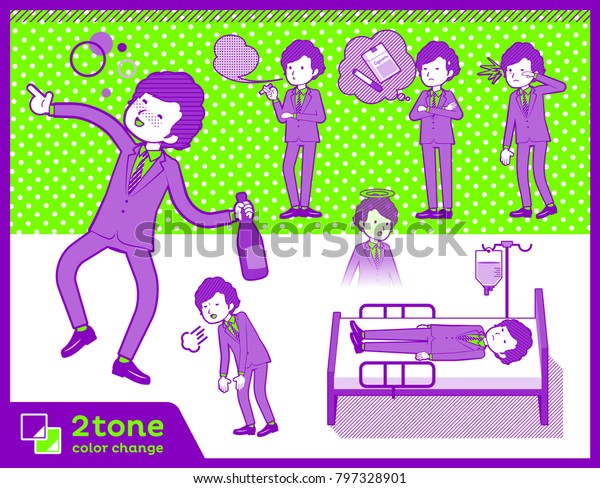 2tone Type Suit Perm Hair Men Set Stock Vector Royalty Free