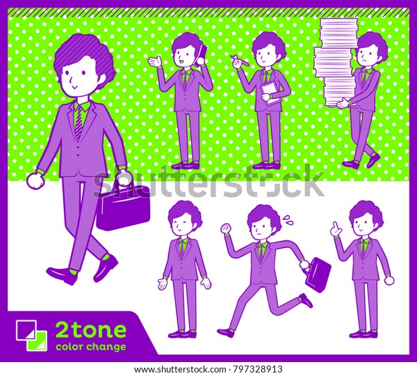 2tone Type Suit Perm Hair Men Set Stock Vector Royalty Free