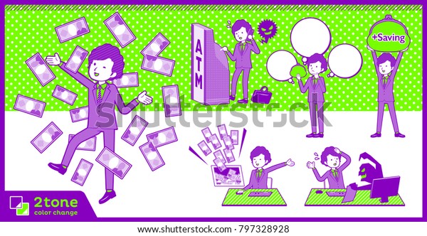 2tone Type Suit Perm Hair Men Set Stock Vector Royalty Free