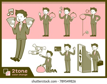 2tone type suit short hair beard men_set 11