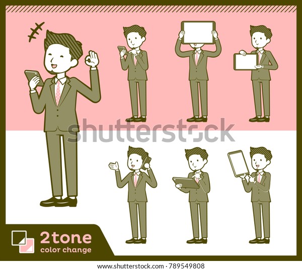 2tone Type Suit Short Hair Beard Stock Vector Royalty Free 789549808