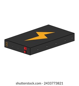 2U Black Battery 3D Icon svg
