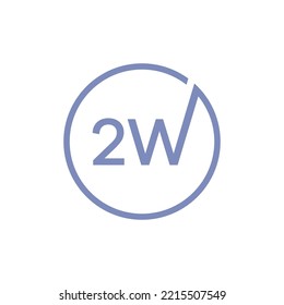 Diseño de logotipo de 2W. Diseño del logotipo número 2 y letra W