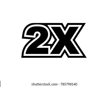 2x bold black sign