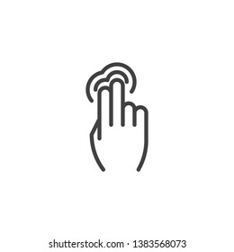 2x double tap line icon. Hand Click linear style sign for mobile concept and web design. Two Finger touch gesture outline vector icon. Symbol, logo illustration. Pixel perfect vector graphics