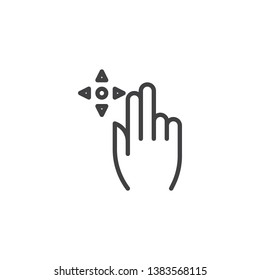 2x drag flick line icon. Hand Click linear style sign for mobile concept and web design. Two Finger touch gesture outline vector icon. Symbol, logo illustration. Pixel perfect vector graphics