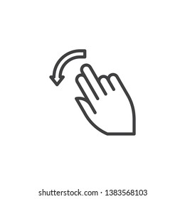 2x flick down line icon. Hand Click linear style sign for mobile concept and web design. Two finger touch gesture outline vector icon. Symbol, logo illustration. Pixel perfect vector graphics