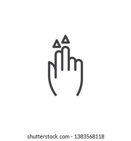 2x flick up line icon. Hand Double Click linear style sign for mobile concept and web design. Two finger touch gesture outline vector icon. Symbol, logo illustration. Pixel perfect vector graphics