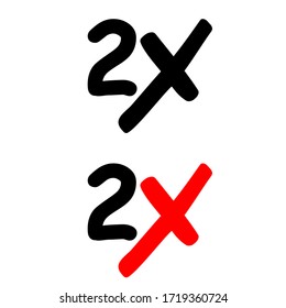 2x icon vector. double illustration sign collection. power symbol. multiply logo.