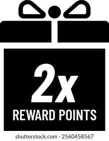 2x rewards points flat vector icon