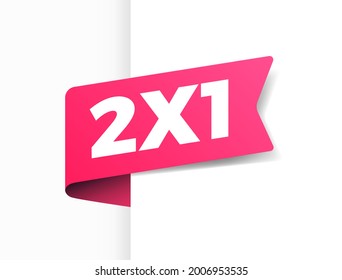 2X1 Buy Two Get One Free Shopping Vector Ribbon