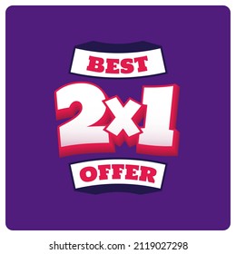 2X1 Half Price Commercial Tag. Thumbs Up Shopping Label. Promotion Template Banner Vector and stickers.Shopping Discount, Social Media Promo Content Advert. Store Off. Special Offer. Half Price. PROMO